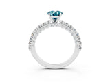 White gold Oval Cut Diamond Pavé Band Solitaire Ring with Prong Setting_3