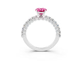 White gold Oval Cut Diamond Pavé Band Solitaire Ring with Prong Setting_3
