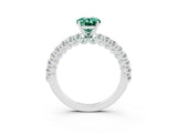 White gold Oval Cut Diamond Pavé Band Solitaire Ring with Prong Setting_3