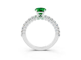 White gold Oval Cut Diamond Pavé Band Solitaire Ring with Prong Setting_3