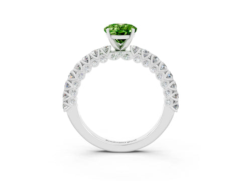 White gold Oval Cut Diamond Pavé Band Solitaire Ring with Prong Setting_3
