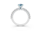 White gold Oval Cut Diamond Pavé Band Solitaire Ring with Prong Setting_3