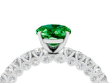 White gold Oval Cut Diamond Pavé Band Solitaire Ring with Prong Setting_4