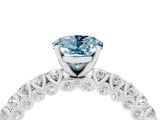 White gold Oval Cut Diamond Pavé Band Solitaire Ring with Prong Setting_4
