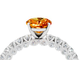 White gold Oval Cut Diamond Pavé Band Solitaire Ring with Prong Setting_4