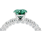 White gold Oval Cut Diamond Pavé Band Solitaire Ring with Prong Setting_4