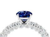 White gold Oval Cut Diamond Pavé Band Solitaire Ring with Prong Setting_4
