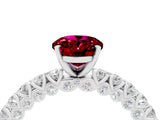 White gold Oval Cut Diamond Pavé Band Solitaire Ring with Prong Setting_4