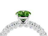 White gold Oval Cut Diamond Pavé Band Solitaire Ring with Prong Setting_4