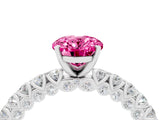 White gold Oval Cut Diamond Pavé Band Solitaire Ring with Prong Setting_4
