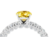White gold Oval Cut Diamond Pavé Band Solitaire Ring with Prong Setting_4