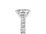 White gold Oval Cut Diamond Pavé Band Solitaire Ring with Prong Setting_5