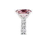 White gold Oval Cut Diamond Pavé Band Solitaire Ring with Prong Setting_5
