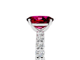 White gold Oval Cut Diamond Pavé Band Solitaire Ring with Prong Setting_5