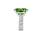White gold Oval Cut Diamond Pavé Band Solitaire Ring with Prong Setting_5