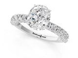 White gold Oval Cut Diamond Pavé Band Solitaire Ring with Prong Setting_78
