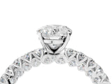 White gold Oval Cut Diamond Pavé Band Solitaire Ring with Prong Setting_81
