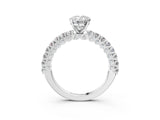White gold Oval Cut Diamond Pavé Band Solitaire Ring with Prong Setting_81