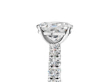 White gold Oval Cut Diamond Pavé Band Solitaire Ring with Prong Setting_83