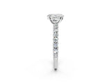 White gold Oval Cut Diamond Pavé Band Solitaire Ring with Prong Setting_83