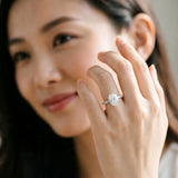 White gold Oval Cut Diamond Pavé Band Solitaire Ring with Prong Setting_92