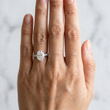 White gold Oval Cut Diamond Pavé Band Solitaire Ring with Prong Setting_93