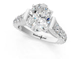 White gold Oval Cut Diamond Pavé Band Solitaire with Four-Prong Setting_17