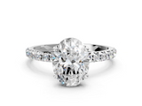 White gold Oval Cut Diamond Pavé Band Solitaire with Four-Prong Setting_22