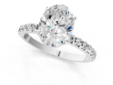 White gold Oval Cut Diamond Pavé Band Solitaire with Four-Prong Setting_23