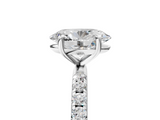White gold Oval Cut Diamond Pavé Band Solitaire with Four-Prong Setting_27