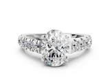 White gold Oval Cut Diamond Pavé Band Solitaire with Four-Prong Setting_35