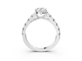 White gold Oval Cut Diamond Pavé Band Solitaire with Four-Prong Setting_38