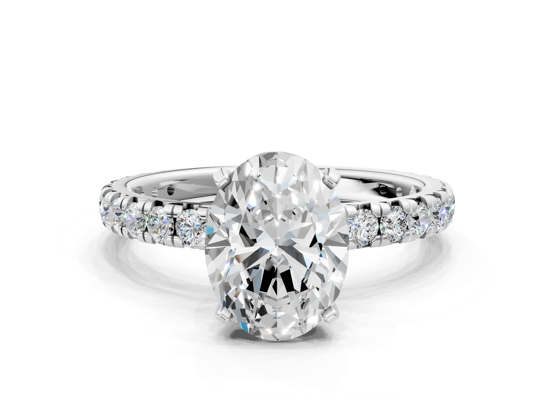 White gold Oval Cut Diamond Pavé Band with Four-Prong Setting_39