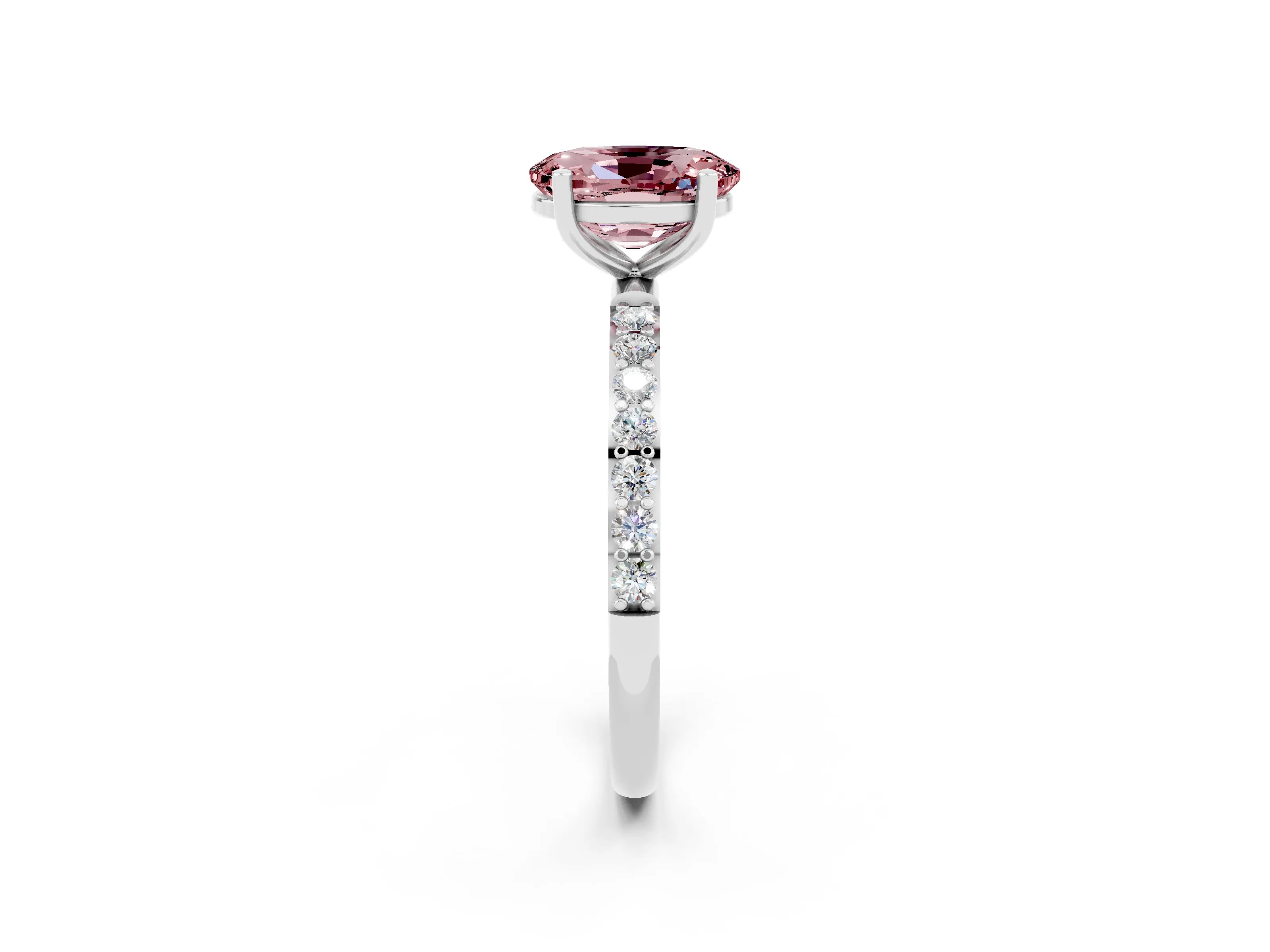 White gold Oval Cut Diamond Pavé Band with Six-Prong Setting_2