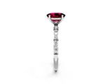White gold Oval Cut Diamond Pavé Band with Six-Prong Setting_2