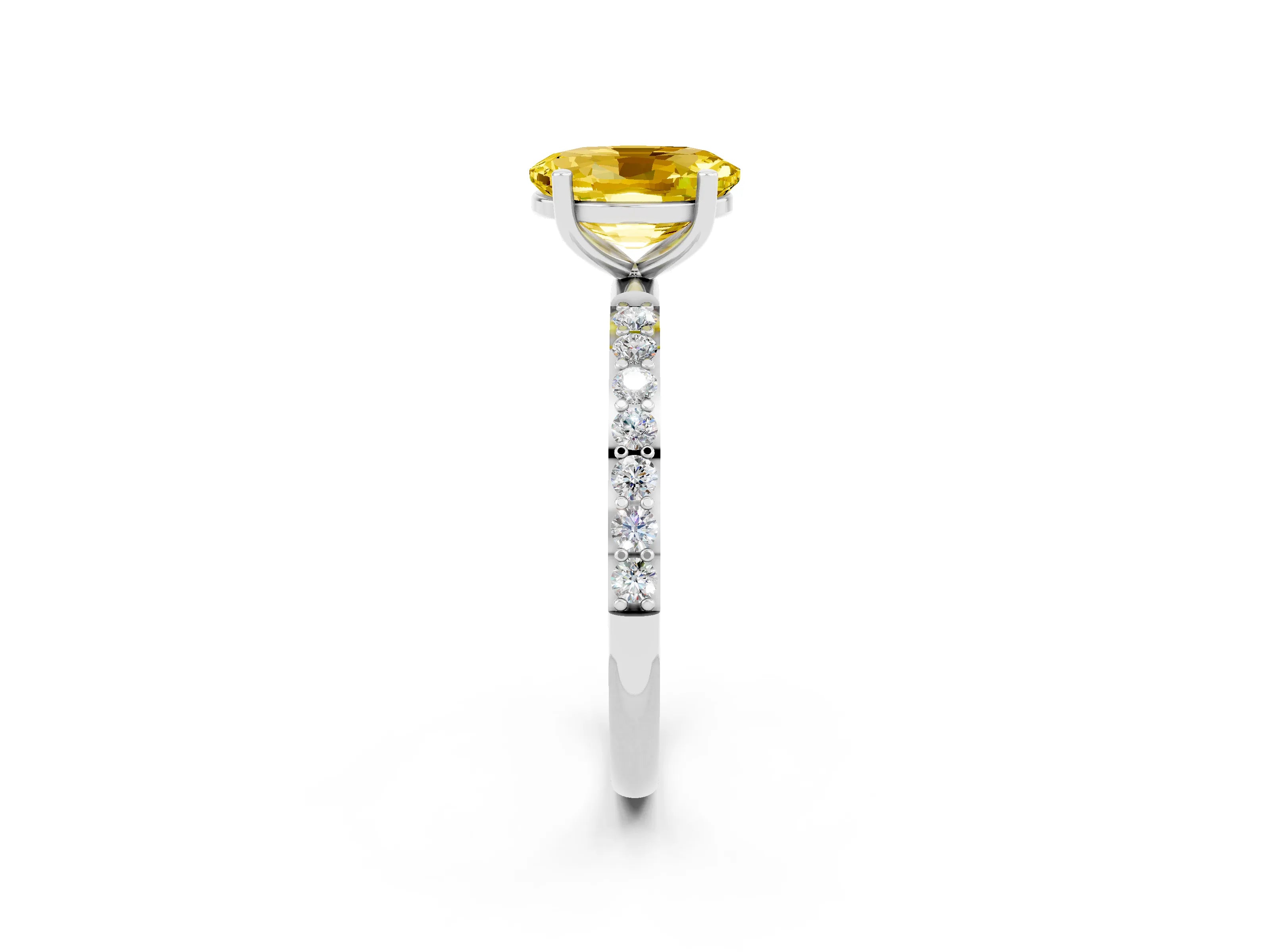 White gold Oval Cut Diamond Pavé Band with Six-Prong Setting_2