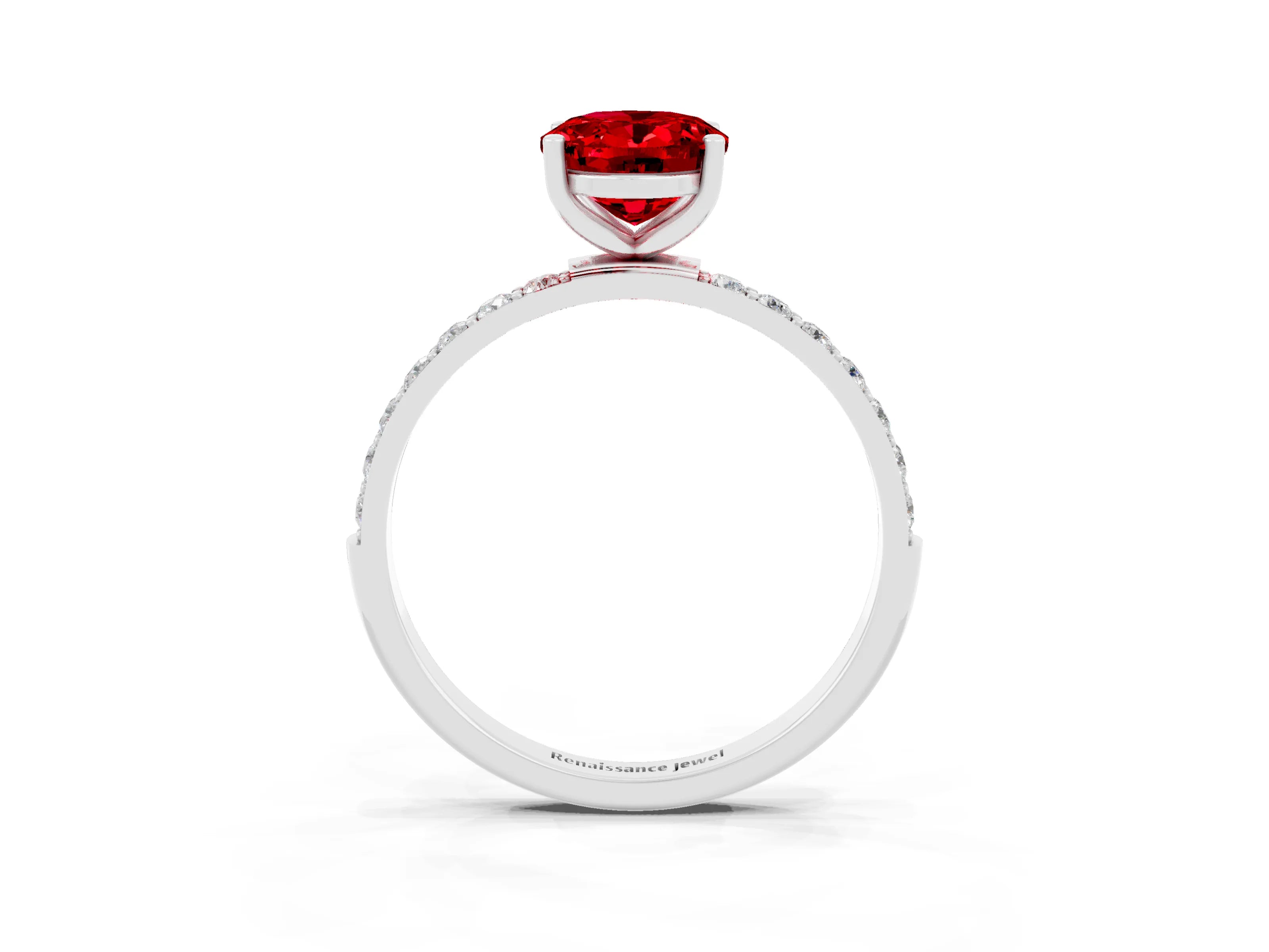 White gold Oval Cut Diamond Pavé Band with Six-Prong Setting_3