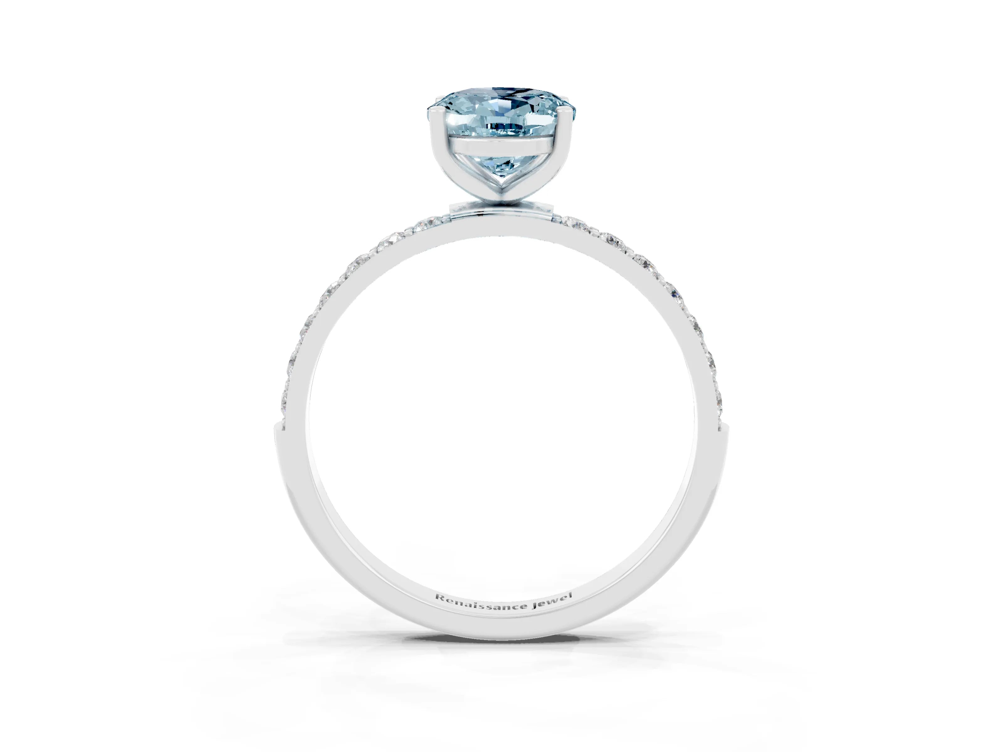 White gold Oval Cut Diamond Pavé Band with Six-Prong Setting_3