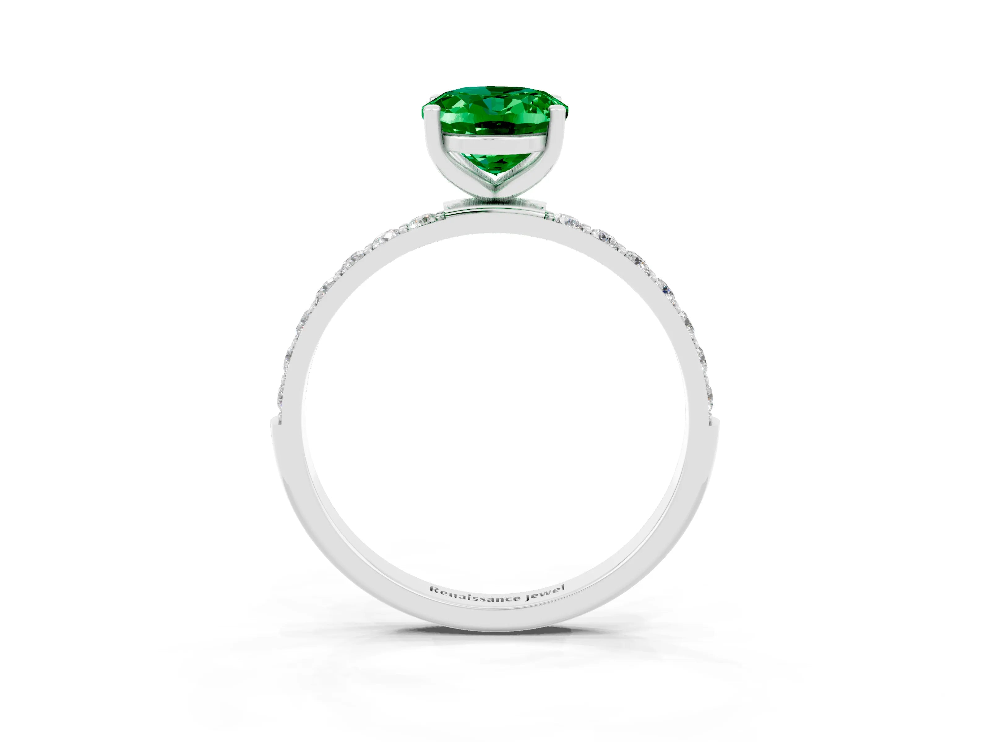 White gold Oval Cut Diamond Pavé Band with Six-Prong Setting_3