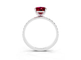 White gold Oval Cut Diamond Pavé Band with Six-Prong Setting_3