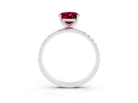 White gold Oval Cut Diamond Pavé Band with Six-Prong Setting_3