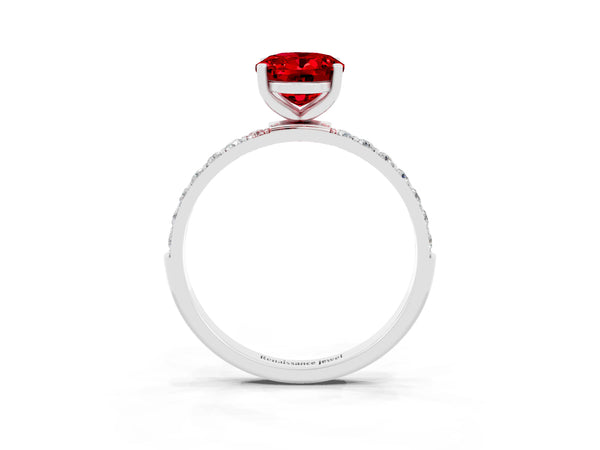 Silver Oval Cut Diamond Pavé Band with Six-Prong Setting