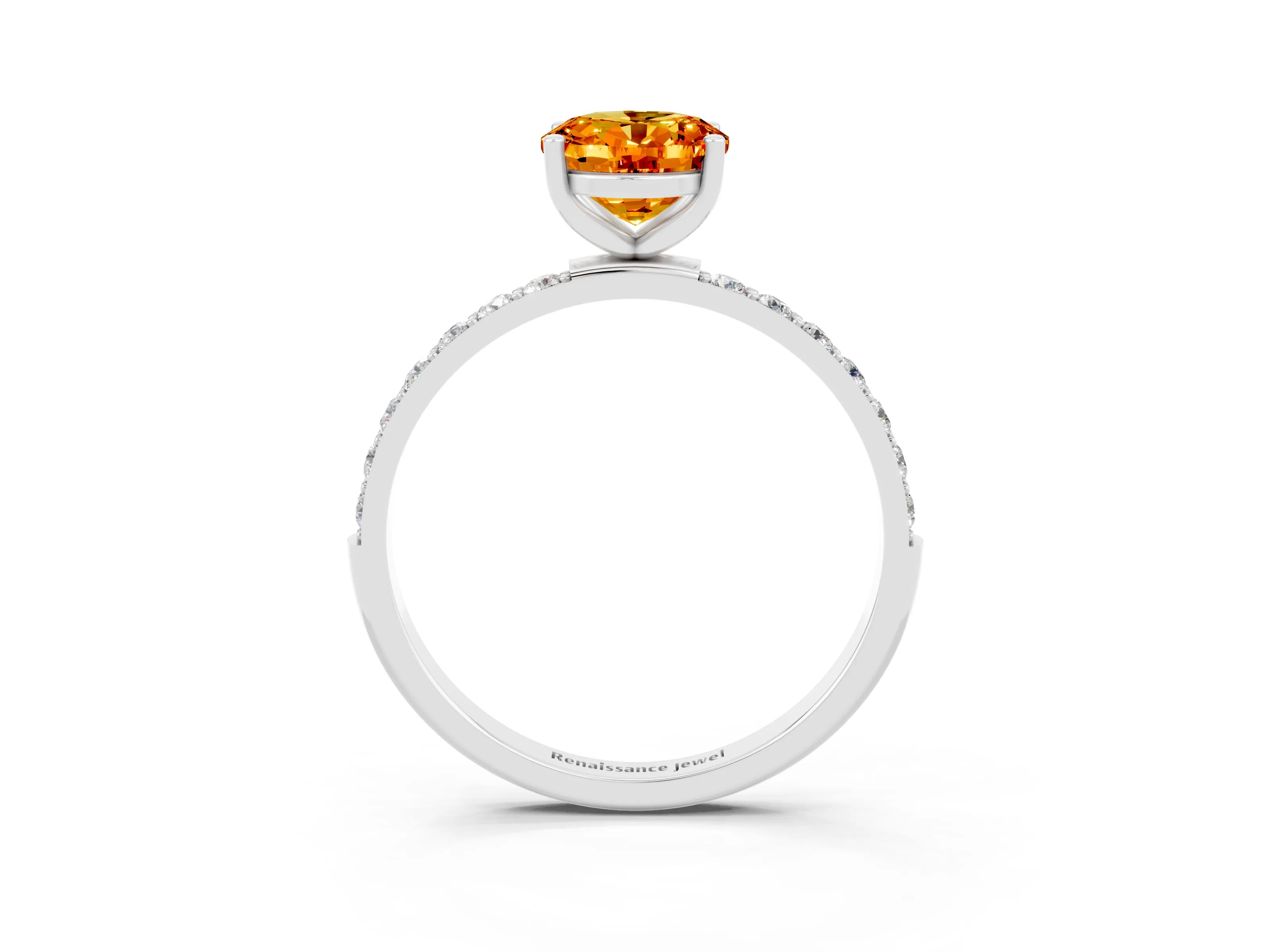 White gold Oval Cut Diamond Pavé Band with Six-Prong Setting_3