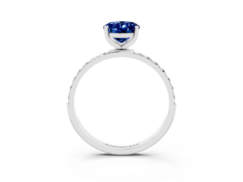 White gold Oval Cut Diamond Pavé Band with Six-Prong Setting_3