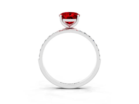 White gold Oval Cut Diamond Pavé Band with Six-Prong Setting_3