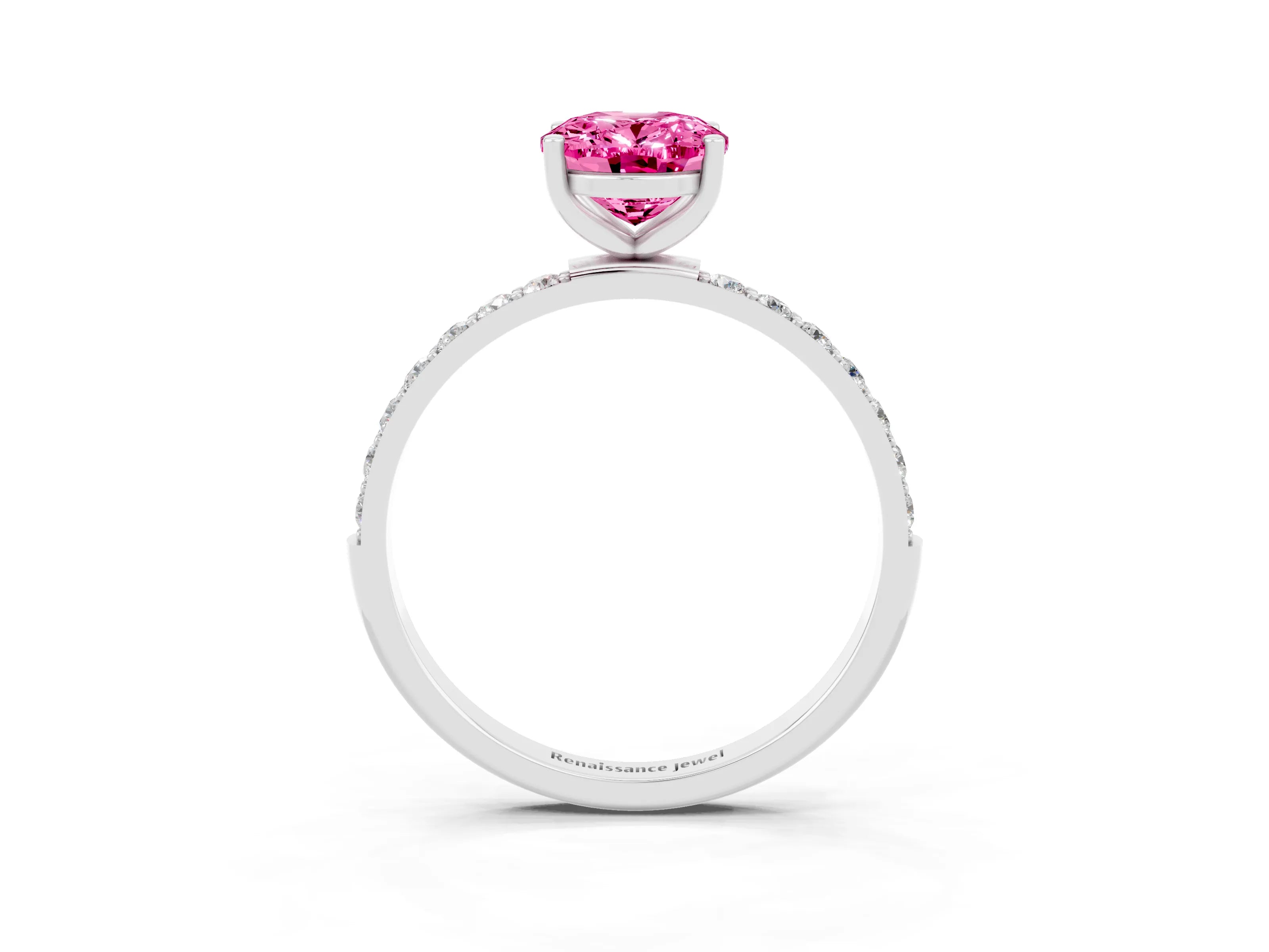 White gold Oval Cut Diamond Pavé Band with Six-Prong Setting_3