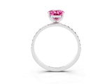 White gold Oval Cut Diamond Pavé Band with Six-Prong Setting_3