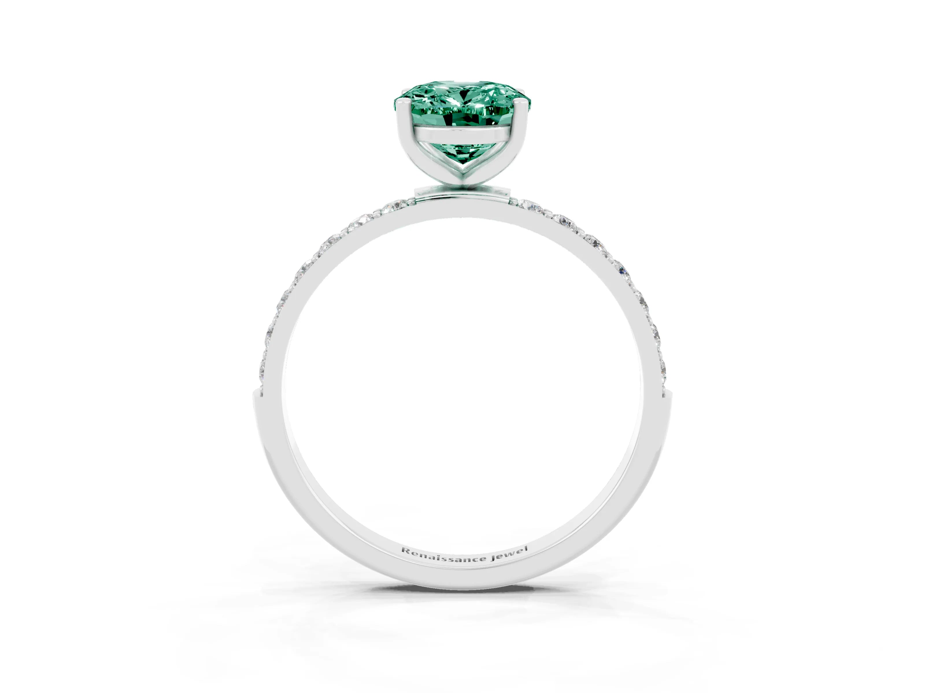 White gold Oval Cut Diamond Pavé Band with Six-Prong Setting_3