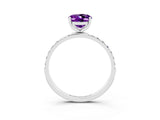 White gold Oval Cut Diamond Pavé Band with Six-Prong Setting_3