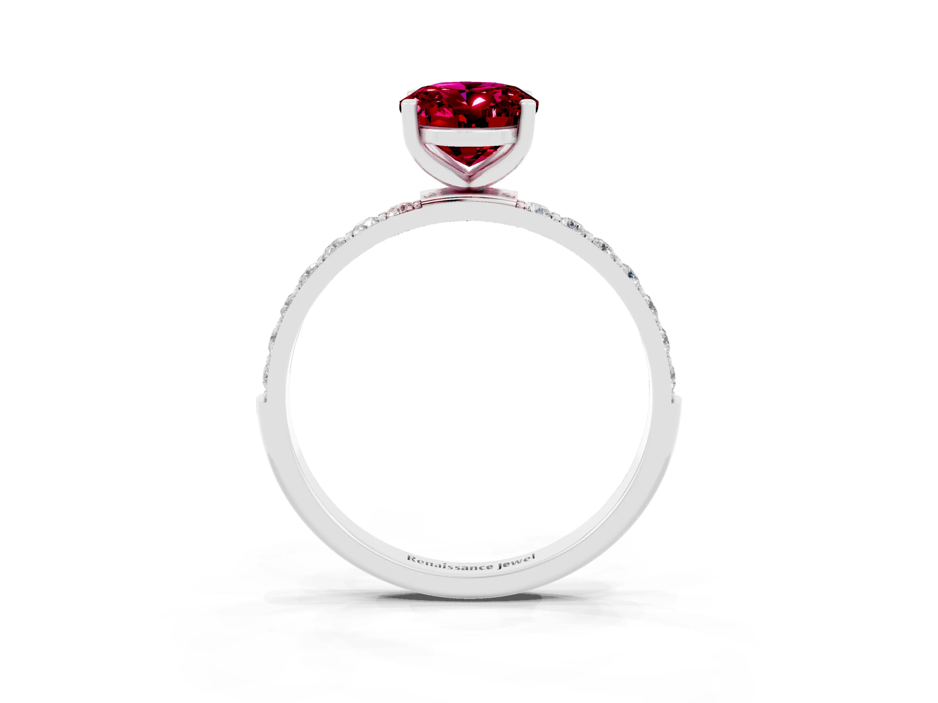 White gold Oval Cut Diamond Pavé Band with Six-Prong Setting_3
